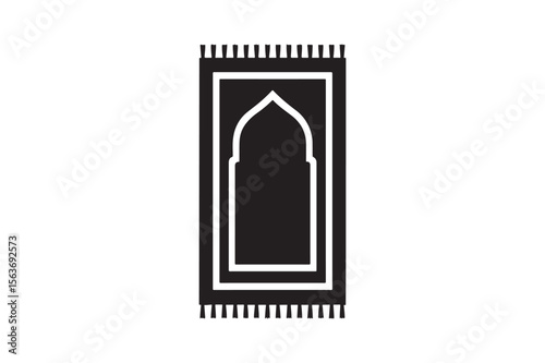 islamic prayer mat silhouette vector art illustration on white background