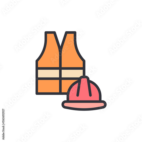 Construction Industry Safety Equipment And Worker Protection Icon Set