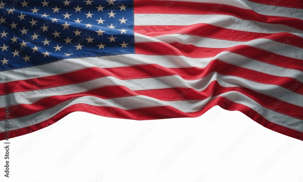 Fototapeta premium United States Flag Waving on White Background