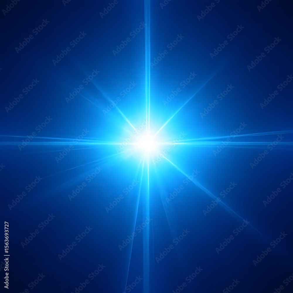Obraz premium Bright white light emanating from the center with blue rays on a dark blue background abstract illustration