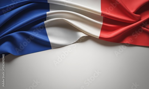 French Flag Waving on White Background