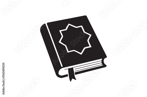 quran book silhouette vector art illustration on white background