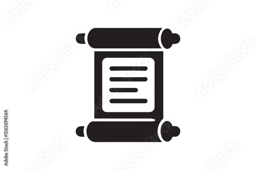 sacred text scroll silhouette vector art illustration on white background