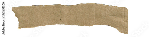 Transparent Background: Brown Kraft Paper Strip with Naturally Torn, Distressed Edges and Subtle Folds, Ideal for Rustic Banners and Vintage Accents.


