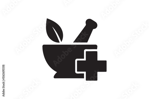 traditional healer symbol silhouette vector art illustration on white background