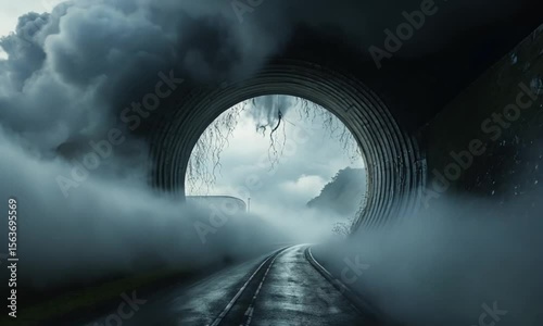 A Road Through a Fog-Shrouded Tunnel