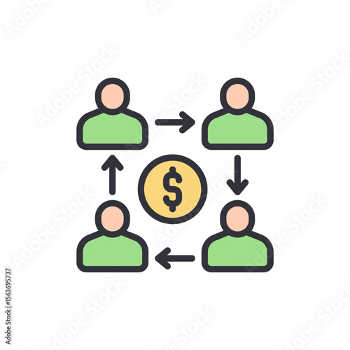 Financial Network Among People With Decentralized Currency Flow System