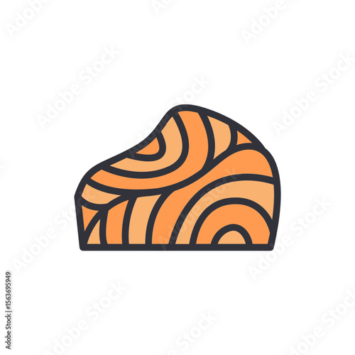 Stylized Salmon Fillet Depicting Marbling On Transparent Background