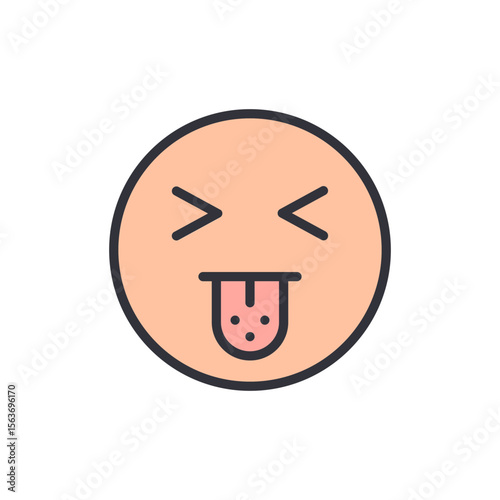 Cartoonish Face Showing Disgust With Tongue Out On Transparent Backdrop