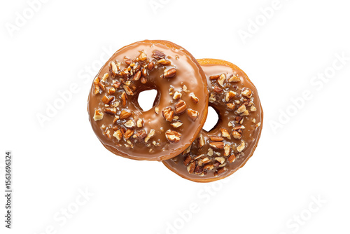 caramel doughnuts isolated on transparent background