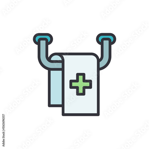 Illustration Of A Towel With A Medical Cross Symbol On A Hanger