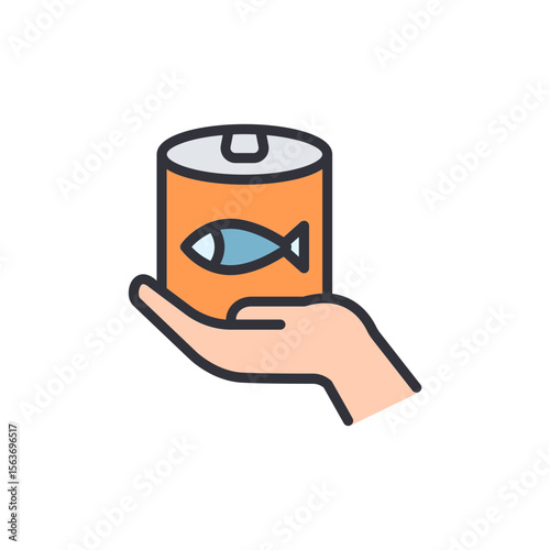 Hand Offering A Can Of Fish Food On Transparent Background