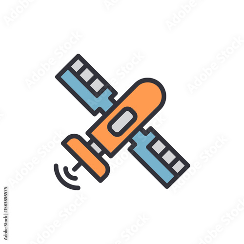 Stylized Illustration Of An Artificial Satellite Orbiting Space Icon