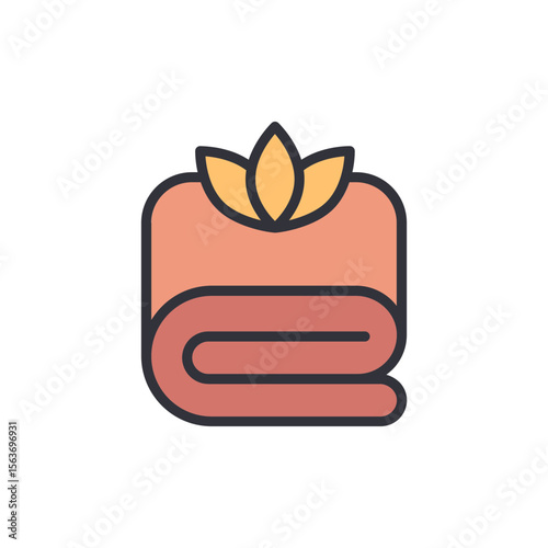 Iconographic Representation Of Spa Towel With Flower On Top