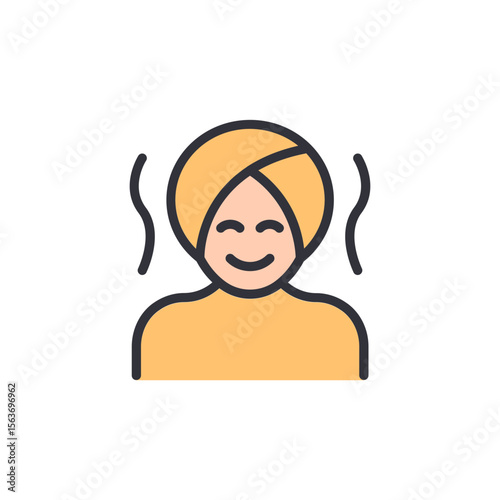 Woman Relaxing With Head Wrap In A Spa Or Wellness Setting