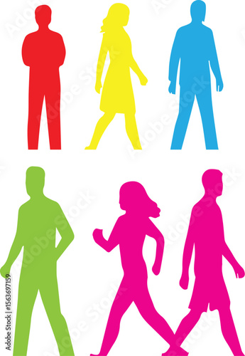 People Silhouette Vector Set: Minimalist Group, Crowd & Business Figures for Professional Projects