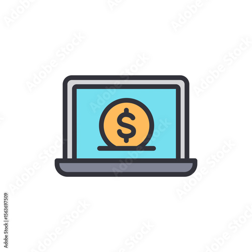 Financial Technology On Laptop Screen Represents Earning Opportunity