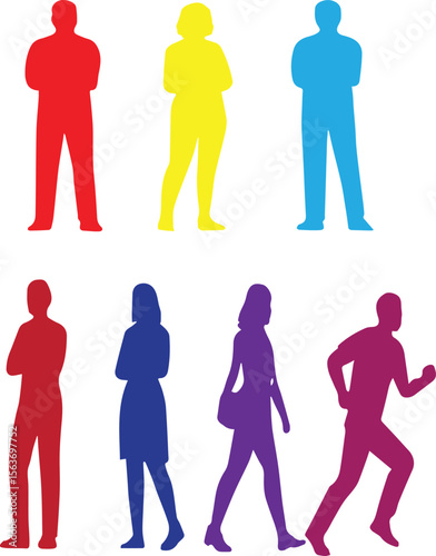 People Silhouette Vector Set: Minimalist Group, Crowd & Business Figures for Professional Projects