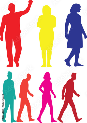 People Silhouette Vector Set: Minimalist Group, Crowd & Business Figures for Professional Projects
