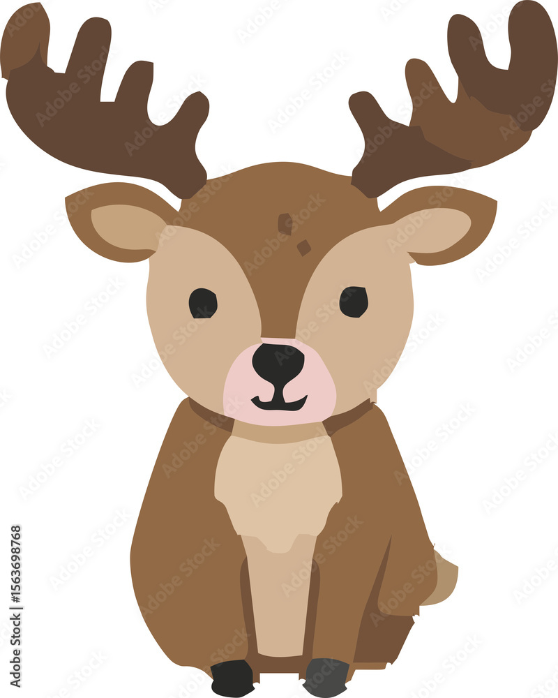 Fototapeta premium Funny Cartoon Reindeer and Farm Animal Character Illustration