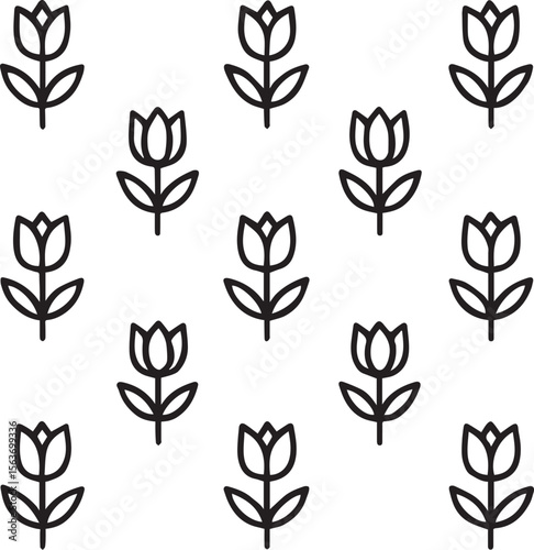 Tulip Flower Icon Set: Spring Botanical Vectors for Apps, Logos & Wedding Invitations