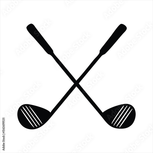 Crossed Golf Clubs Silhouette Icon – Sports Clipart for Logos and Designs

