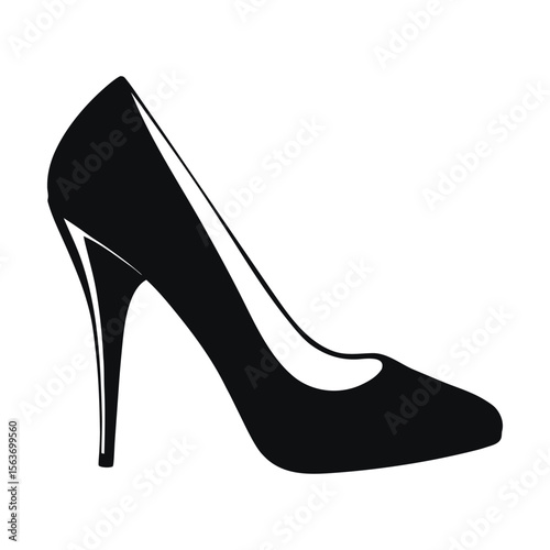 Black High Heel Shoe Silhouette Icon – Fashion Clipart for Designers

