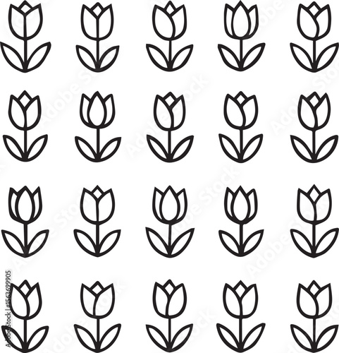 Tulip Flower Icon Set: Spring Botanical Vectors for Apps, Logos & Wedding Invitations