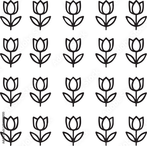 Tulip Flower Icon Set: Spring Botanical Vectors for Apps, Logos & Wedding Invitations