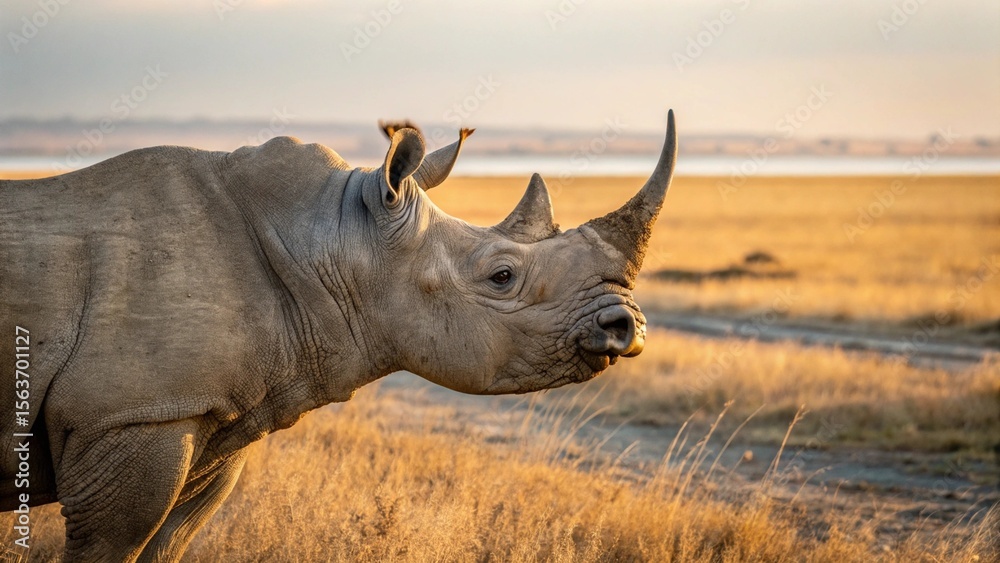 Obraz premium Rhinoceros, sharp and realistic, Photo, Natural light, in the zoo