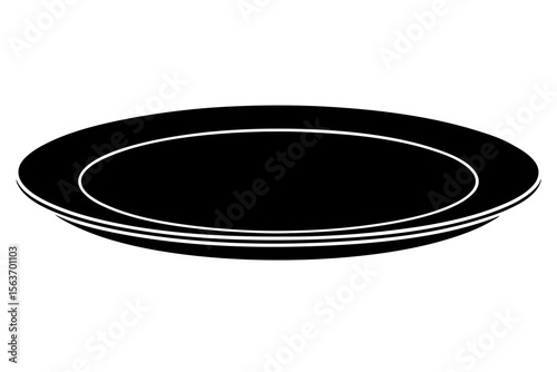 Silhouette Plate Icon – Flat Dish Vector for Kitchen and Tableware Design