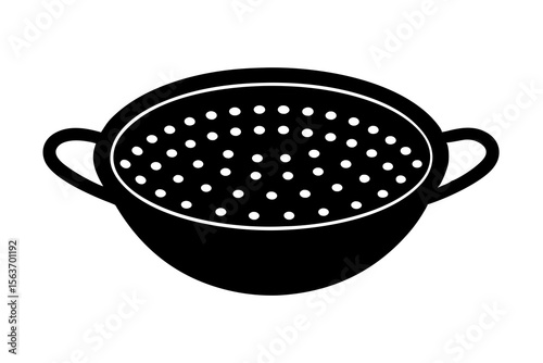 Colander Silhouette – Kitchen Strainer Vector Illustration with Handles
