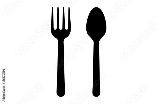 Fork and Spoon Silhouette – Dining Cutlery Vector Illustration