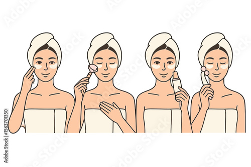 Skincare routine featuring facial massage techniques and tools for healthy skin