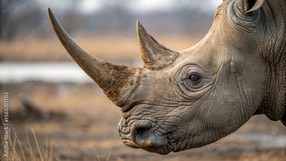 Fototapeta premium Rhinoceros, sharp and realistic, Photo, Natural light, in the zoo