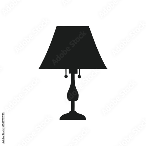 Table Lamp Silhouette Icon Vector Black Clipart Design

