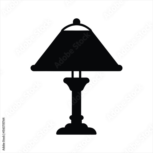 Table Lamp Silhouette Icon Vector Black Clipart Design

