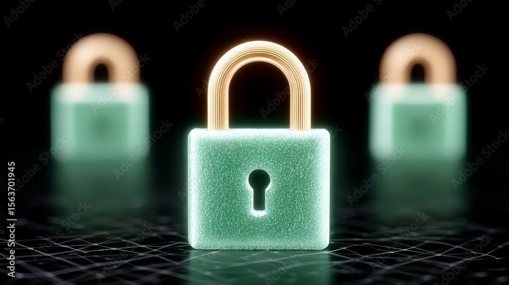 Fototapeta premium Secure digital network visualization cybersecurity 3d render tech environment abstract concept