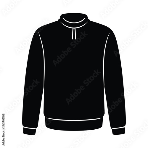 Black Pullover Sweater Silhouette Clipart – Long Sleeve Winter Apparel Icon

