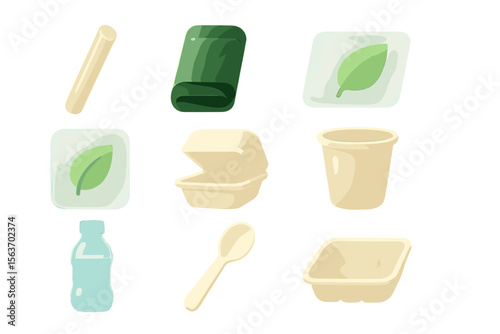 Collection of eco-friendly packaging items suitable for sustainable living and reducing plastic waste