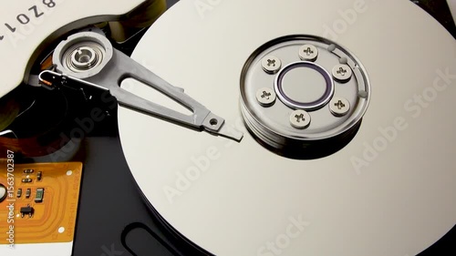 Computer hard drive close up