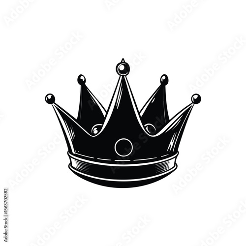 Black Royal Crown Icon Vector Silhouette Clipart Design

