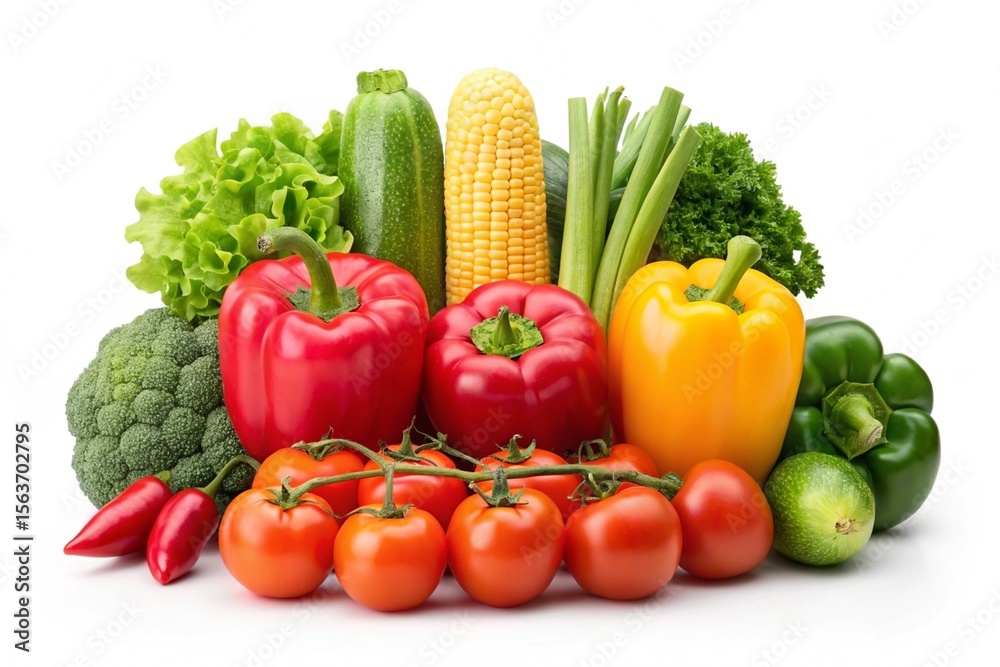 Fresh Colorful Vegetables Isolated on White Background Fresh Colorful Vegetables Isolated on White Background