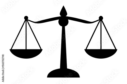Justice Scale Silhouette – Legal Balance Symbol Vector Illustration
