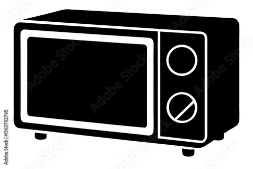 Microwave Oven Silhouette – Retro Kitchen Appliance Vector Illustration