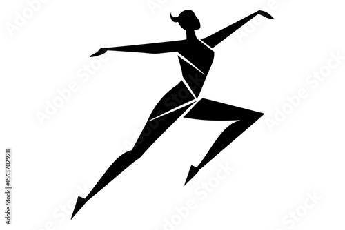 Modern Female Dancer Silhouette – Abstract Athletic Pose Vector Illustration