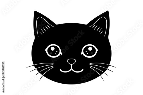 Cute Black Cat Face Illustration – Minimalist Vector Art for Pets & Design Lovers