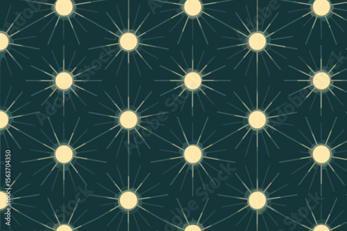 A repeating pattern of glowing stars with radiating lines, creating a luminous and vibrant design.