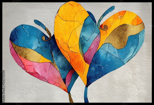 Two colorful hearts close-up.
