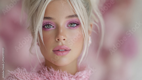 Enhance makeup colors on a model under soft daylight
